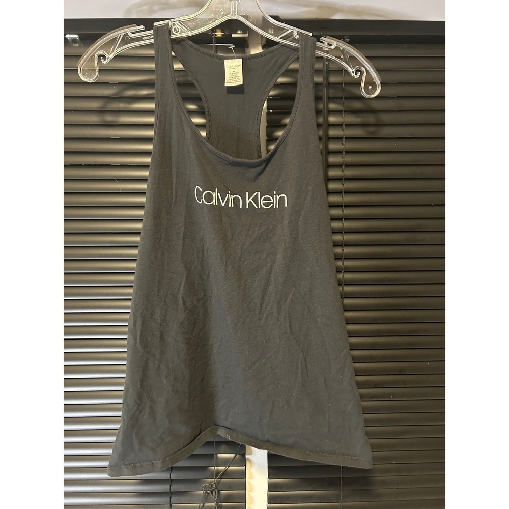 Calvin Klein Tank Top Womens Medium Black Logo Racerback Sleepwear Casual